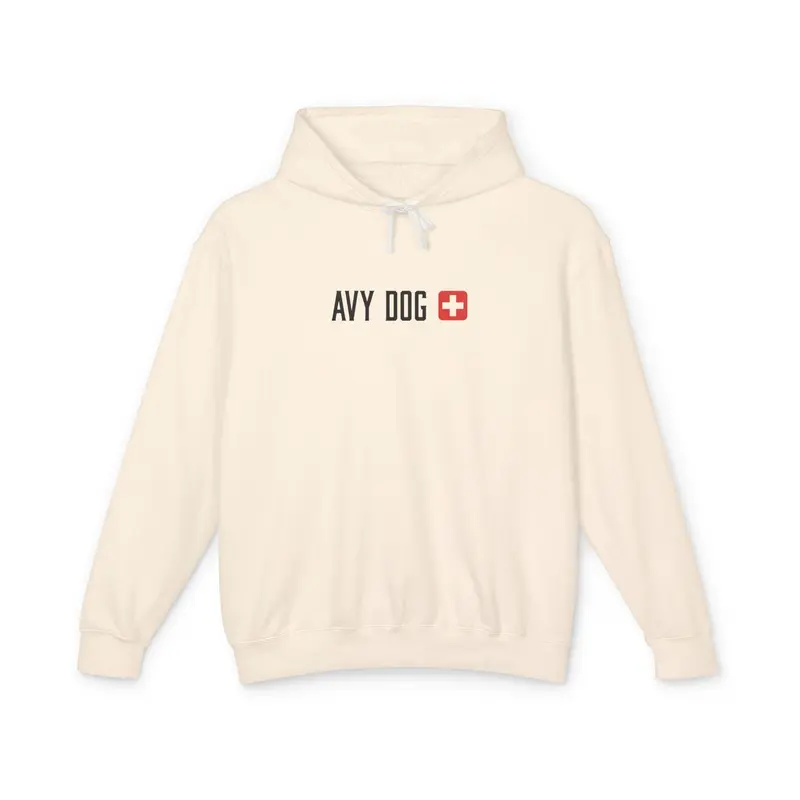 Avy Dog Hoodie — Minimal Swiss Cross Lightweight Pullover