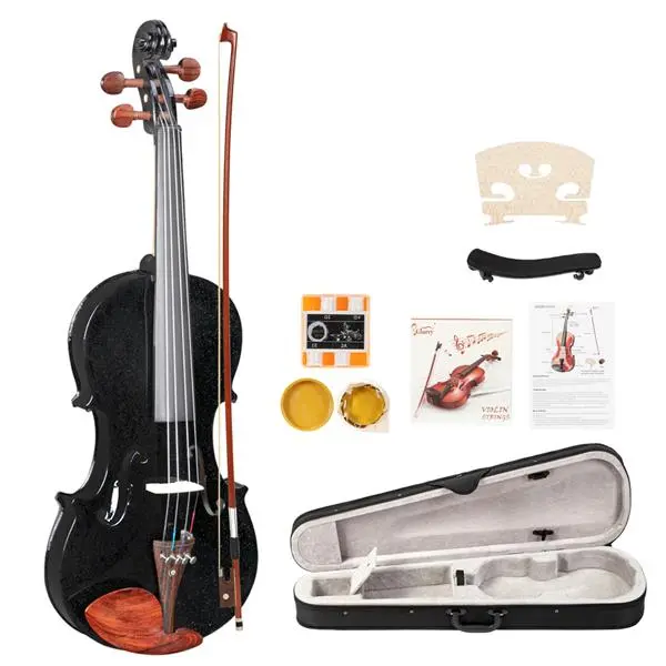 GV103 4/4 Spruce Back Panel Violin, Including Shoulder Rest and Strings, with Matte White and Black Finish