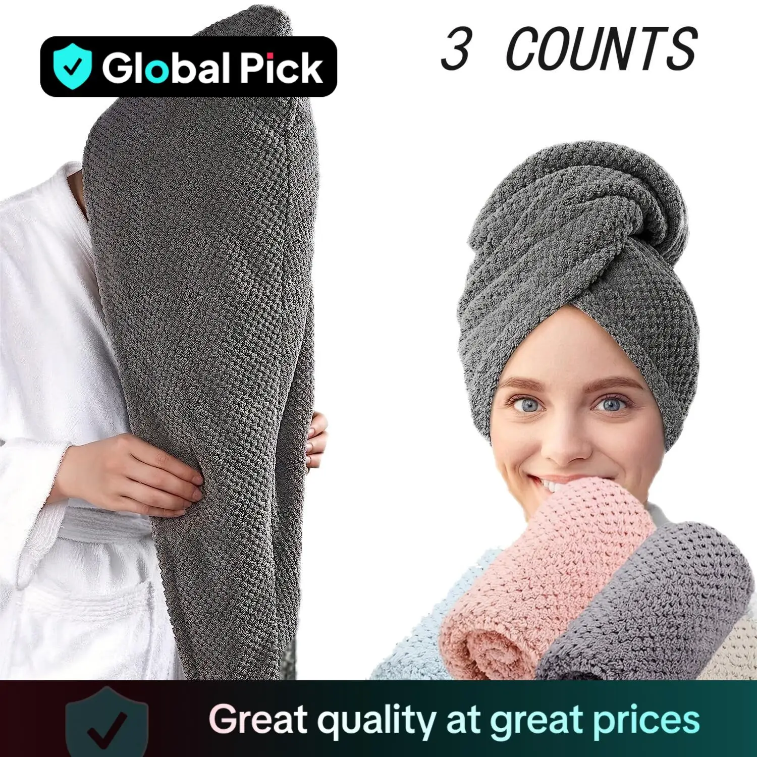 Pineapple Grid Pattern Hair Drying Towel, 1 Set Soft Highly Absorbent Hair Towel Wrap/Bath Towel/Bath Skirt, Hair Drying Cap for Women & Men