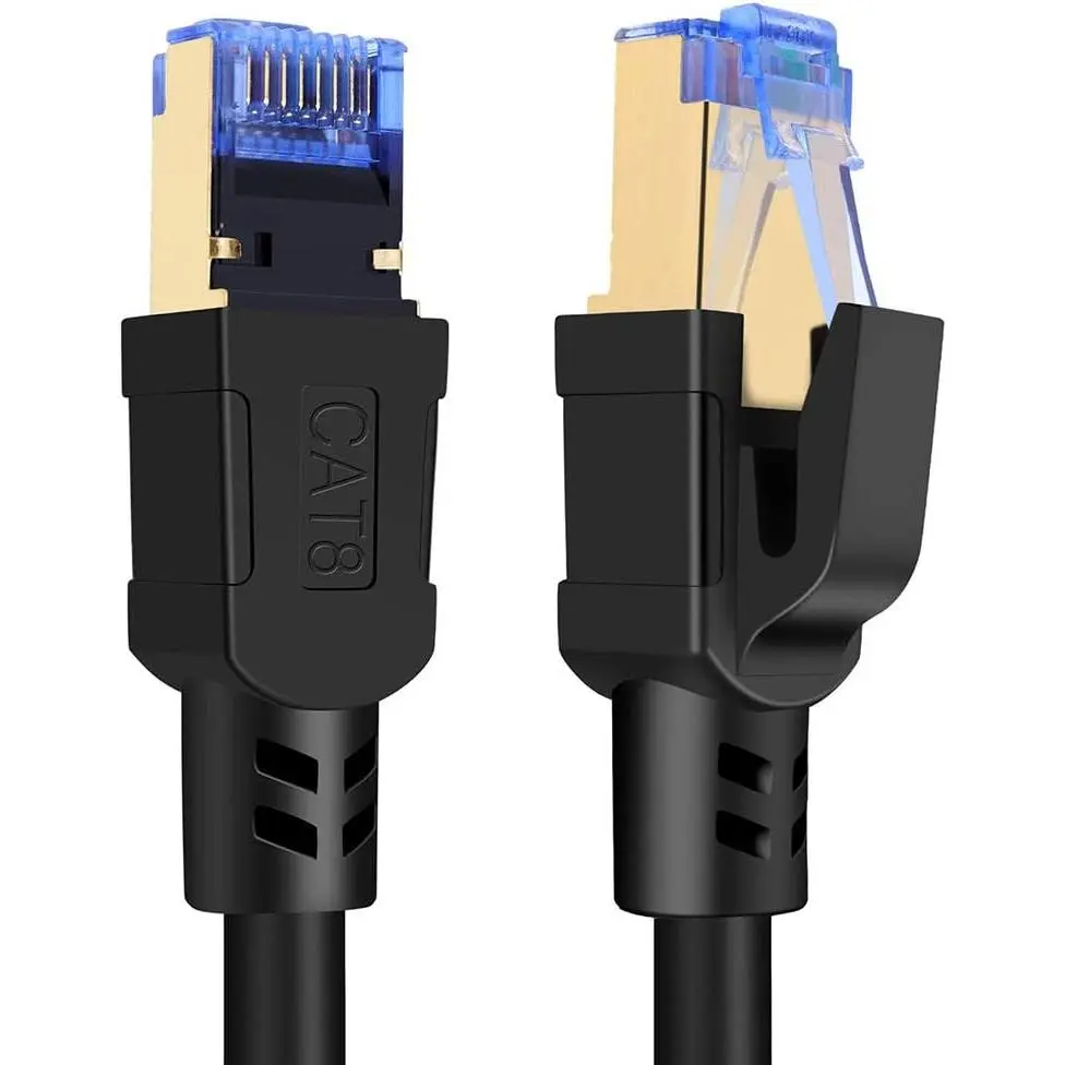 Cat8 Ethernet Patch Cord, High-Speed Durable S/FTP Copper Wires Network Cable with Gold-Plated RJ45 Connector, Certified 2000MHz Bandwidth, Weatherproof, Universal Compatibility with Cat7/Cat6 for LAN Gear