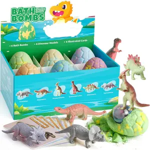 Dino Egg Bath Bombs for Kids 6 Packs with Surprise Inside - For Boys Girls Bubble Fizzies Birthday Christmas Gifts