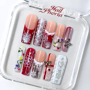 NailPhoria TWINKLE FLAKE - Handmade Press-On Nails | Reusable, Salon-Quality, Long-Lasting, Glossy Design