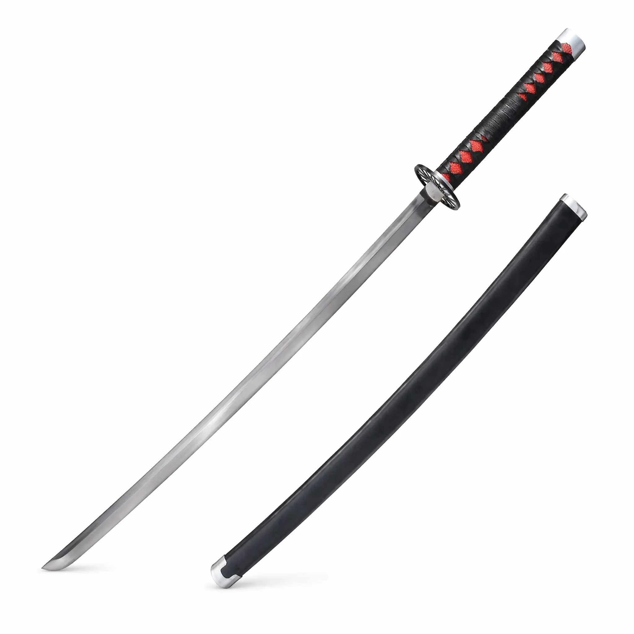 40in Water Breathing Master Inspired Katana - Premium Alloy Blunt Prop Toy Sword with Hexagonal Red & Black Tsuba, Silent Guardian Anime Room Display