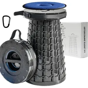 Upgraded XXL 19.7" Portable Collapsible Stool with Cushion,Telescoping Folding Stool for Adults,Yet More Sturdy Camping Stool with Load Capacity 1000lbs,for Outdoor Garden Hiking BBQ