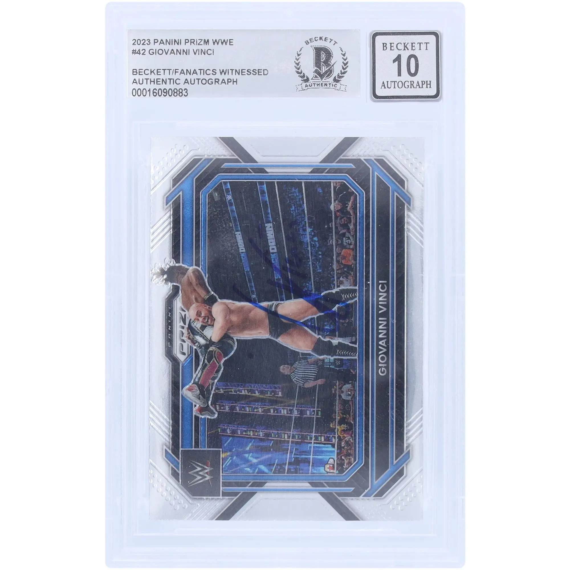 Giovanni Vinci WWE Autographed 2023 Panini Prizm #42 Beckett Fanatics Witnessed Authenticated 10 Card - Fanatics Authentic Certified