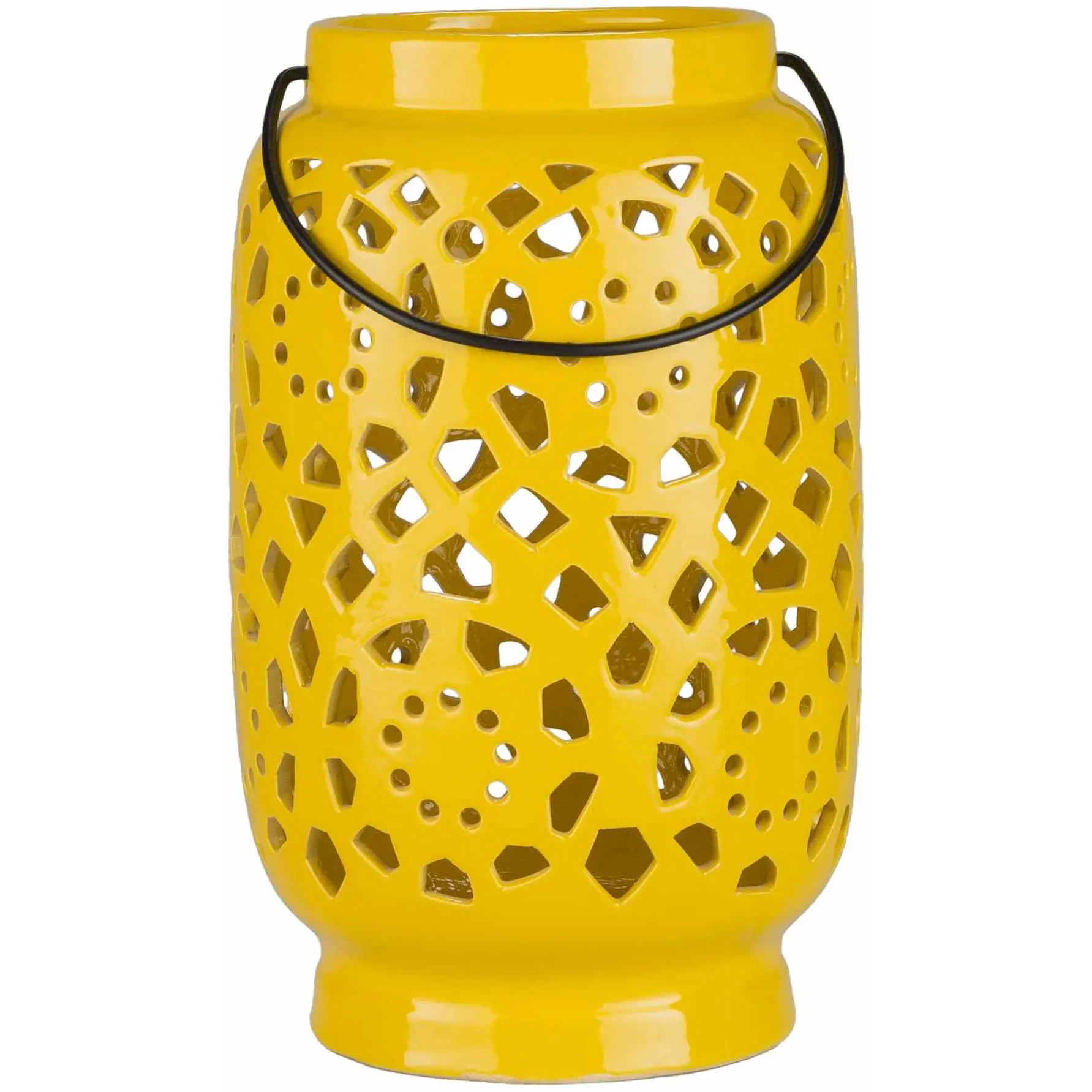 Jeiseyville Yellow Geometric Ceramic Lantern
