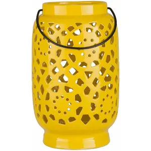 Jeiseyville Yellow Geometric Ceramic Lantern