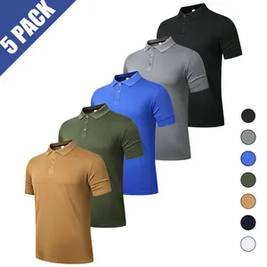【Purchase One Size Larger】3/5 Pack Men's Plain Short Sleeve Polo Shirt Performance 4-way Stretch Moisture Wicking Sports Quick Dry Casual Sportswear for Men with Button Down Collar Work Dress Golf Shirts Athletic Top Stylish Outfits Christmas Gift