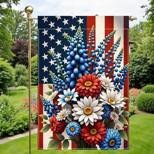American Flag Design Garden Backdrop, Double Sided Flag Banner, Decorative Backdrop for Outdoor Yard Lawn, Party Supplies