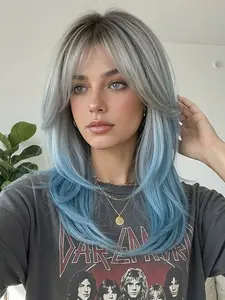 20-Inch Synthetic Wig, Natural Look, Heat-Resistant, Long Wigs with Bangs, Perfect for Daily Use and Parties, All Seasons, Synthetic Curly Wigs