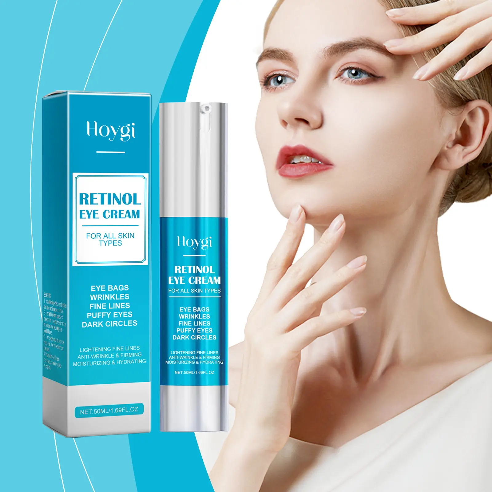 50ml Retinol Eye Cream Line-Lightening  Hoygi Retinol Cream Hydrates, Moisturizes And Nourishes Facial Skin, Reduces Fine Lines, Improves Skin Quality And Firming Face Cream