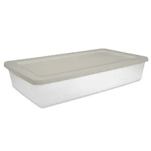 Plastic Storage Box for Adults - 41 Qt. Capacity, Grey Pumice - Organiser Household Lightweight