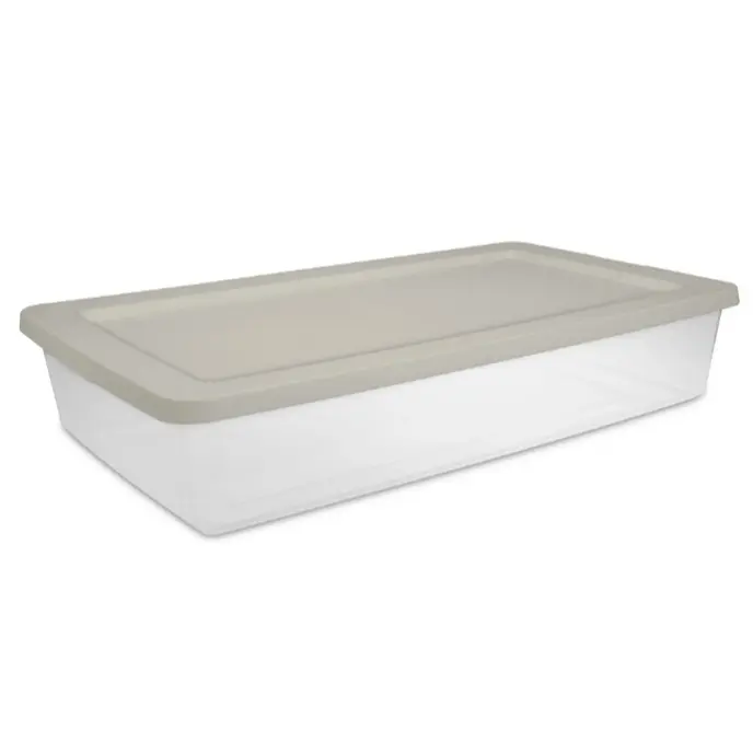 Plastic Storage Box for Adults - 41 Qt. Capacity, Grey Pumice - Organiser Household Lightweight