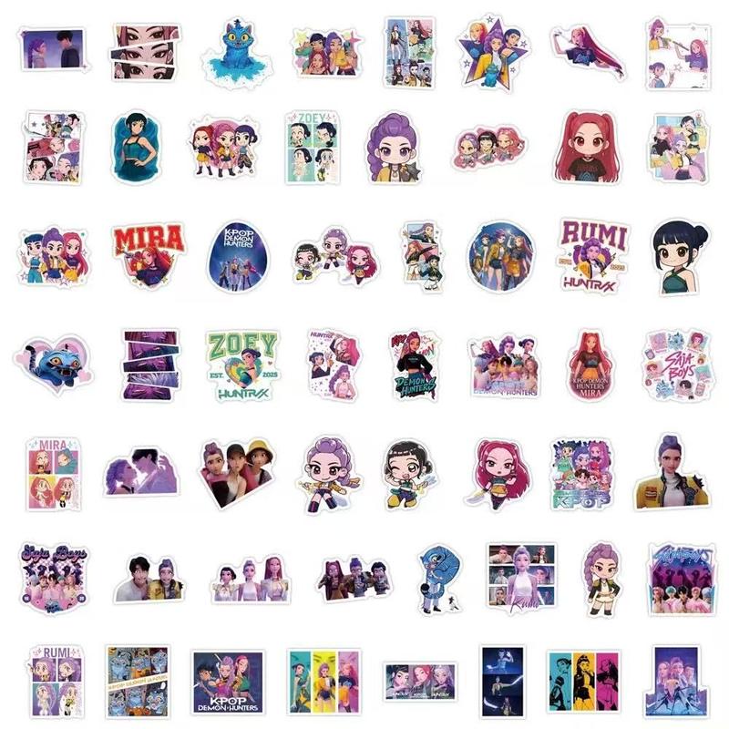 56PCS Demon Movie Hunters Stickers for Water Bottle Laptop, Korean Idol Cool Sticker Waterproof Vinyl Decal for Teen Kids Adult Skateboard Phone Guitar Travel Case Bike Party Decor