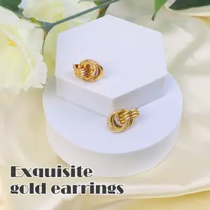 Women's 14K Gold Knot Earrings, Fashion-Forward Earrings for Various Styles