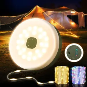 Camping String Lights, Quick Storage 32.8FT Rechargeable Tent Lights String with 8 Modes, Hanging Waterproof Portable LED Lamp for Camping, Outdoor, Patio, Awning, Garden Party Essentials