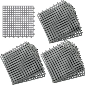 Modular Interlocking Cushion 16Pack 12' x 12' Drainage Interlocking Tiles, Non-Slip Pool Bathtub Drain Tiles for Flooring, Soft PVC Splicing  Mat for Drain, Shower, Kitchen, etc