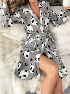 Women's Long Sleeve Fuzzy Bathrobe, Soft Skin-Friendly, Absorbent and Fluffy, Warm with Adjustable Elastic Design, Pockets Included, Ideal for Home Wear