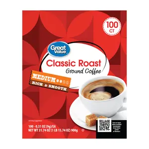 Great Value Classic Medium Roast Ground Coffee Pods - Beverage, 31.7 oz, 100 Count