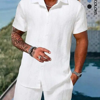 Button White Shirt Outfit Ideas Men TikTok Shop - Main Image
