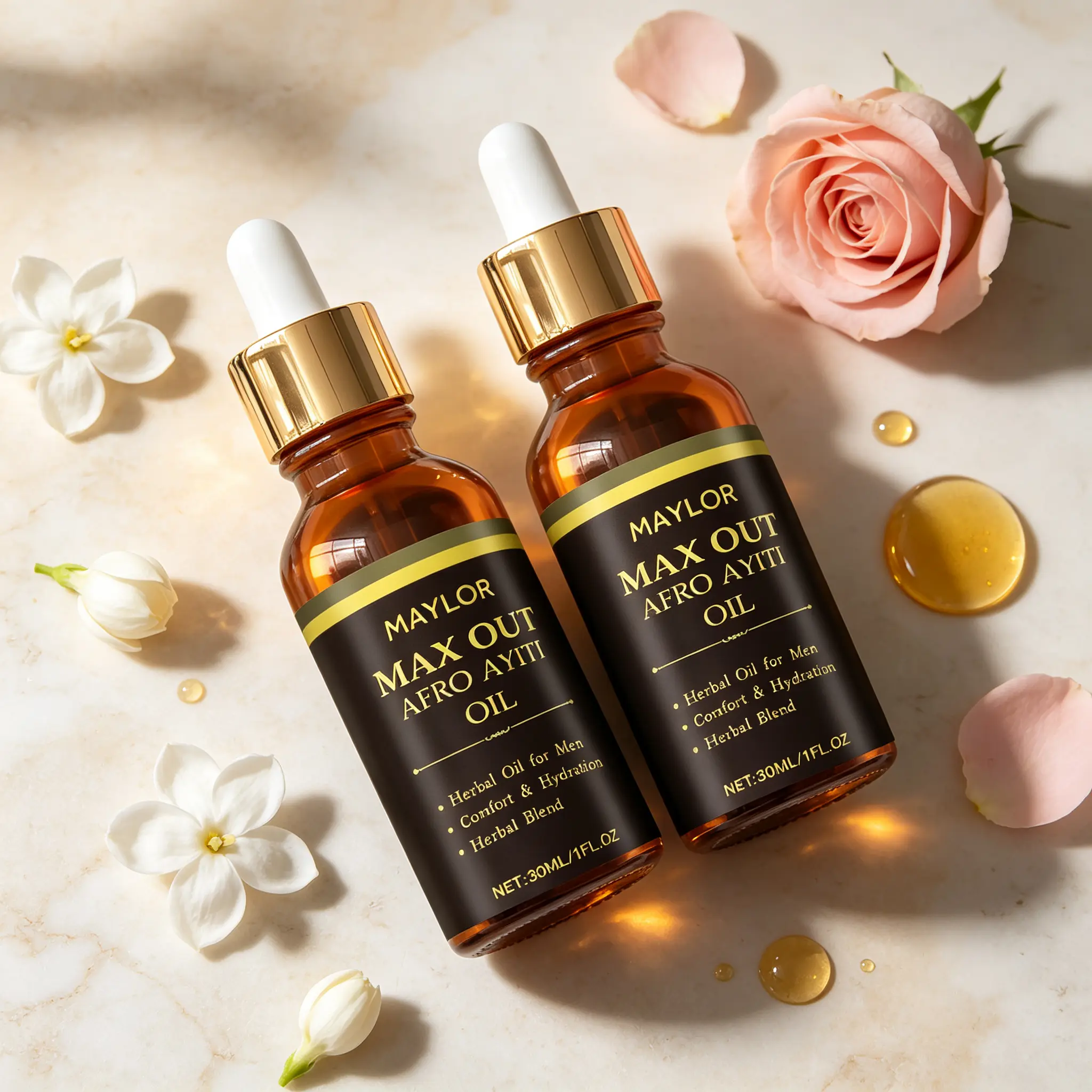 MAYLOR AfroAyiti Herbal Oil for Men – Fast-Absorbing Non-Greasy – Nourish, Soften & Refresh Skin & Hair – 30ml