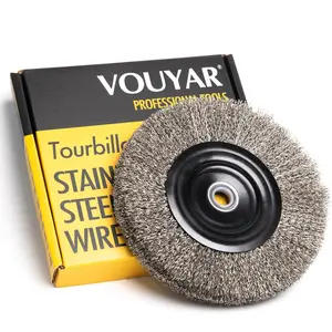 6 Inch Stainless Steel Wire Wheel for Bench Grinder with 1/2-Inch and 5/8-Inch Arbor .012" Stainless Steel Wire