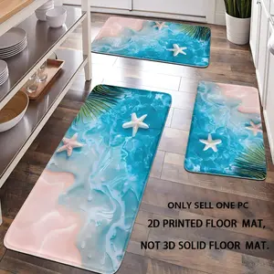 [Popular Choice] 1-piece pack, room decor, bathroom decor, bathroom mat, bathroom non-slip mat, kitchen mat, doormat, starfish and palm leaf pattern mat, ocean-themed mat, soft and comfortable, relieves fatigue.