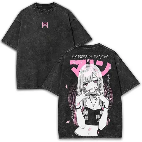 Marin Kitagawa Anime Graphic Men's Casual T-Shirt - Unisex Oversized Cotton Tee, Double-Side Print, Round Neck, Washed Texture, Baggy, S-3XL, Cold Wash, Streetwear Vibe, Standout, Budget-Friendly Price