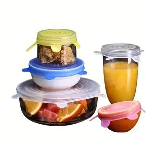 small box Food-grade white silicone fresh-keeping lid set of six, suitable for universal use on bowls, plates, and cups for sealing and preservation