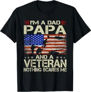 I'm A Dad Papa And Veteran Funny Retro Dad Papa Grandpa T-Shirt