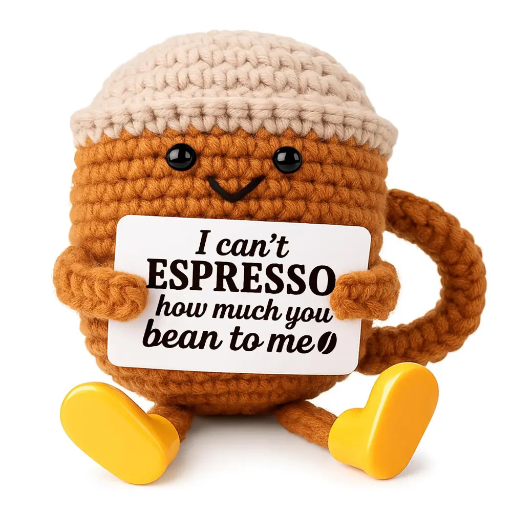 Christmas Gift/stocking stuffers/birthday Present/coffee Lover Gift, Cute Crochet Coffee Cup, Desktop Decoration for Friends/girlfriend/lover/wife/husband, Handmade Crochet Figure, Amigurumi