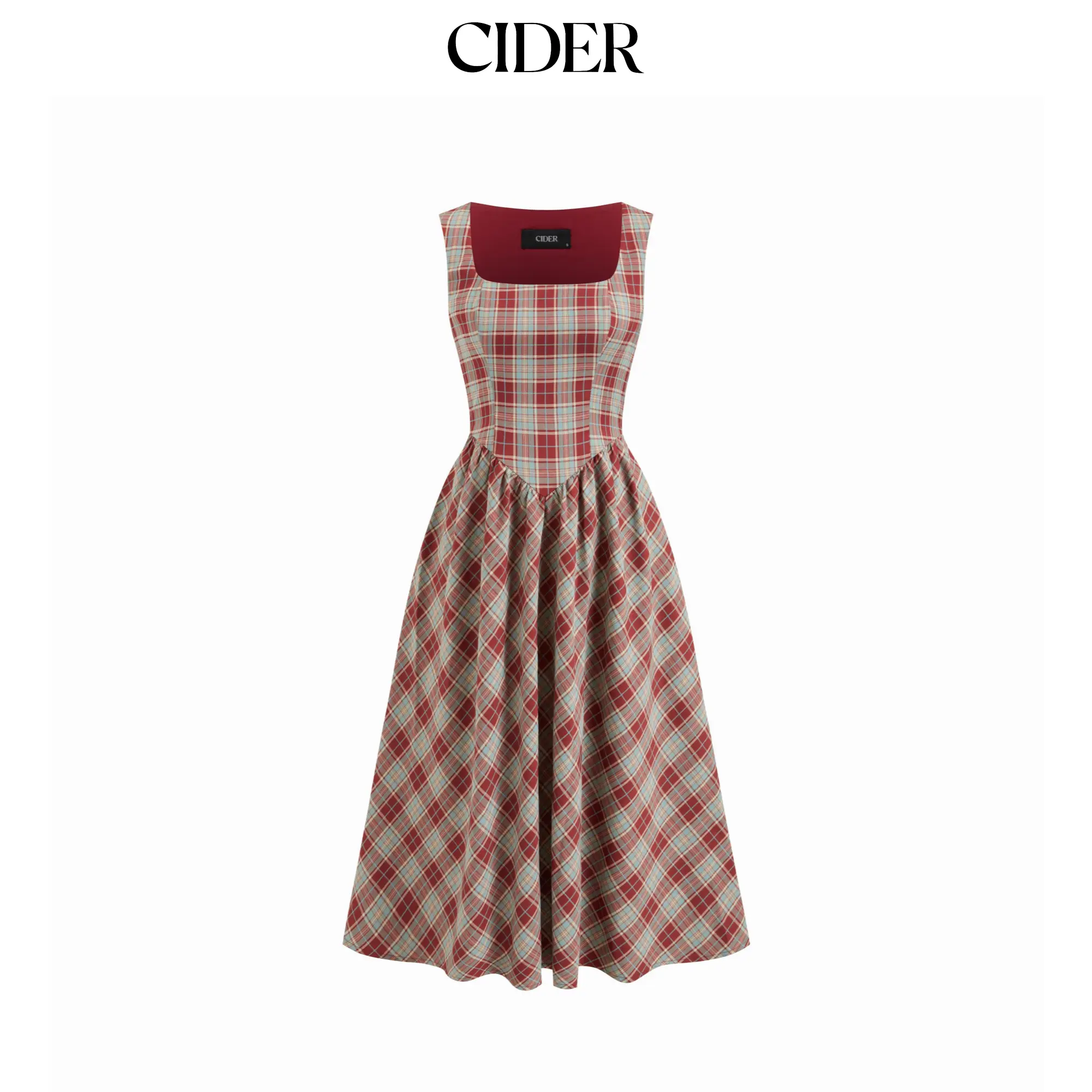 Cider Linen-blend Square Neck Ruffle Midi Dress
