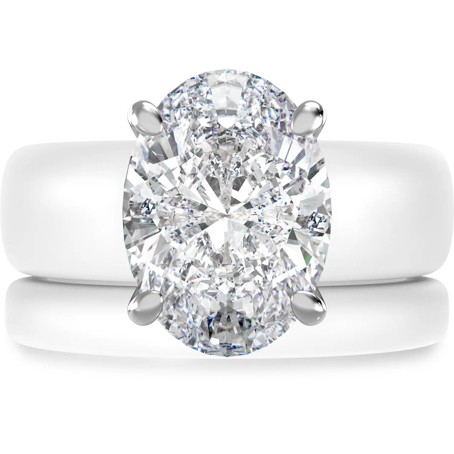 Oval Cut CZ Silicone Ring Set for Women, Stackable 2-Ring Set, 11×8 mm Oval Cut CZ | Patented Design - GlowStone Collection