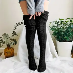 Thick Knit Thigh-High Socks for Women, Warm Soft Winter Leggings Above Knee, School Travel Outdoor Sports Christmas Gift Idea Thighhighs