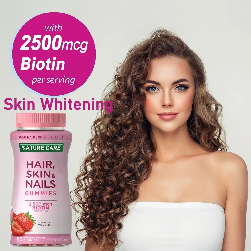 Nature Care Hair Skin & Nails Gummies Biotin Collagen Vitamins 80 Count