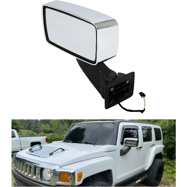 Power Mirror Driver Side Compatible with 2006-2010 Hummer H3 2009-2010 Hummer H3T Replacement for 20836085 Left Outside Mirror Assembly Silvery & Black Car Automotive Truck Vehicle