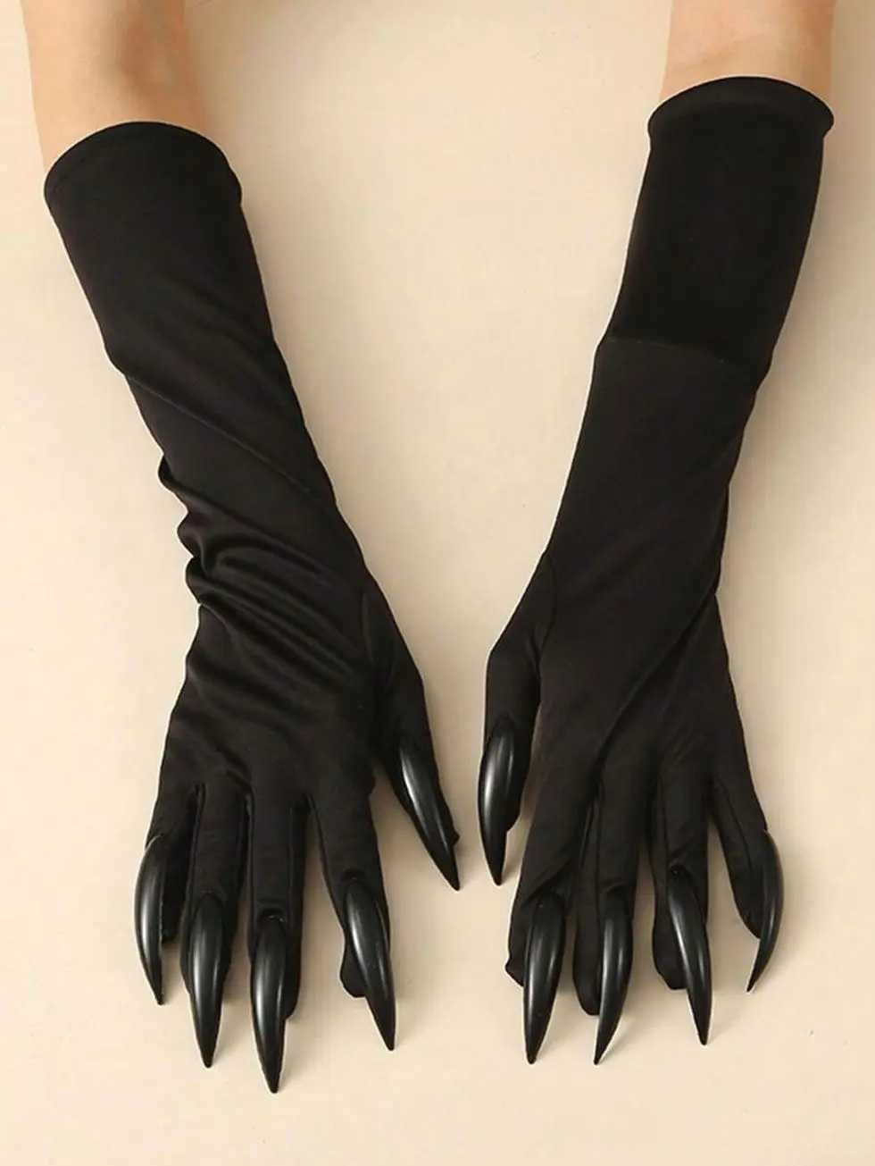 Halloween Extra Long Nail Effect Gloves, 1 Pair Funny Finger Gloves for Costume Party, Stage Performance, Cosplay, Role Play, Photography Props, Gothic & Spooky Hand Accessories