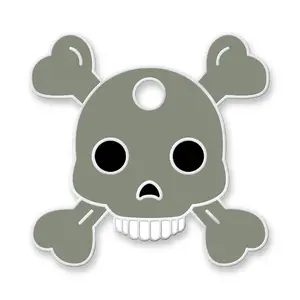 Skull & Bones Tag - Cool Pet ID Tag with Free Engraving, 30mm x 30mm, Zinc Alloy Finish, Steel Ring Included, Stylish and Durable for Pet Owners.