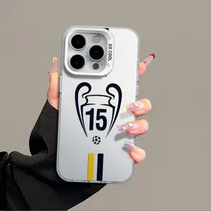 IPhone 17 Promax Madrid pattern Phone Case Anti Drop Protective Case Suitable for iphone 16 15 14 13 12 11 XS Plus Acrylic Phone Case transparent phone cover Protection Casing Protector Cellphone