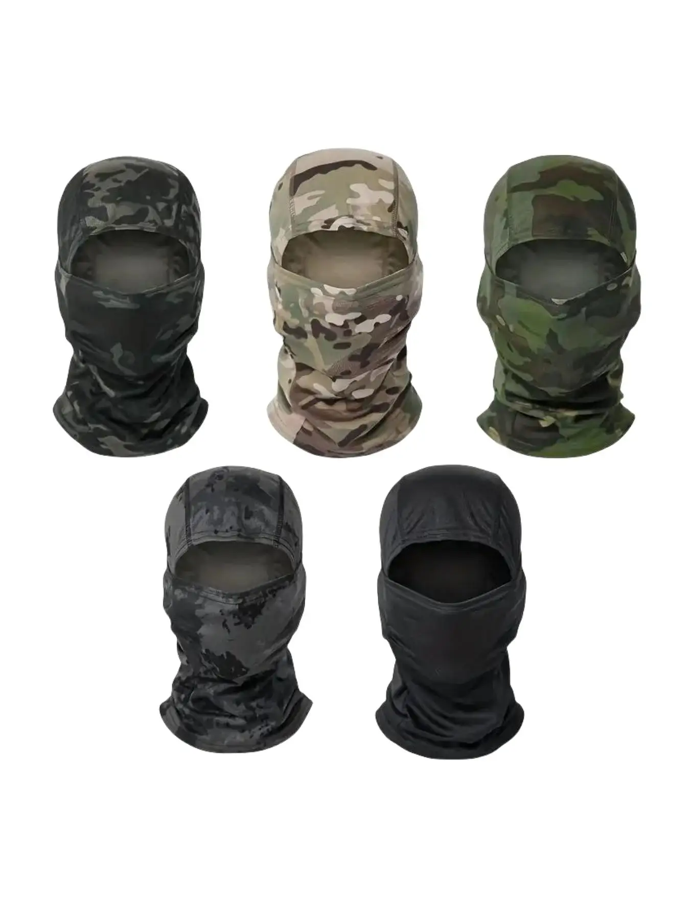 Camo Pattern Full Face Mask, 5pcs Breathable Balaclava Face Cover for Men & Women, Outdoor Sports Accessories for Cycling, Ski Mask for Skiing, Runnin