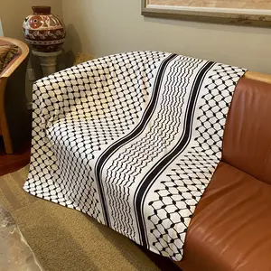 Palestinian Keffiyeh Sherpa Blanket, Free Palestine Keffiyeh Soft Fleece Winter Blanket