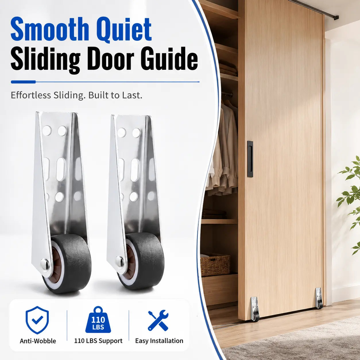 Anti-Shake Sliding Door Limiter | Vertical Track Pulley System | Stable Load-Bearing Replacement Part | Easy Mount Hardware