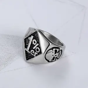 New European and American Retro Stainless Steel Ring 1% Er Skull Head Men's Motorcycle Ring