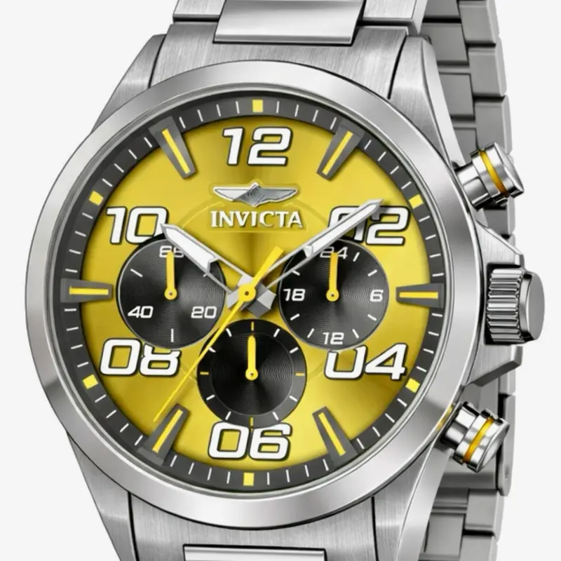 Invicta Speedway Verve Men's Watch - Model 50424 - 44mm Steel Case - Yellow Dial