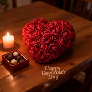 1 Count Heart-Shaped Rose Bouquet Artificial Flowers, Faux Flower Bouquet, 5.9-inch Love Gift for Valentine's Day & Mother's Day, Artificial Bouquets