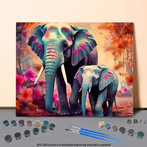 Elephant Pattern DIY Painting By Numbers Kit, 1 Set DIY Paint By Numbers Kit, Wall Art Decoration for Home Living Room Bedroom