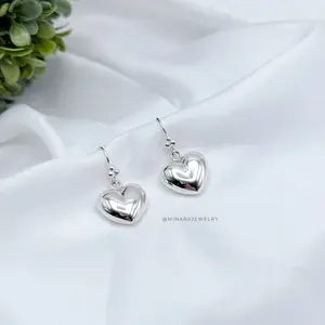 950 Silver Lidia Heart-Shaped Dangle Earring with Hook Elegant Design for Everyday Wear Secure Hook Closure