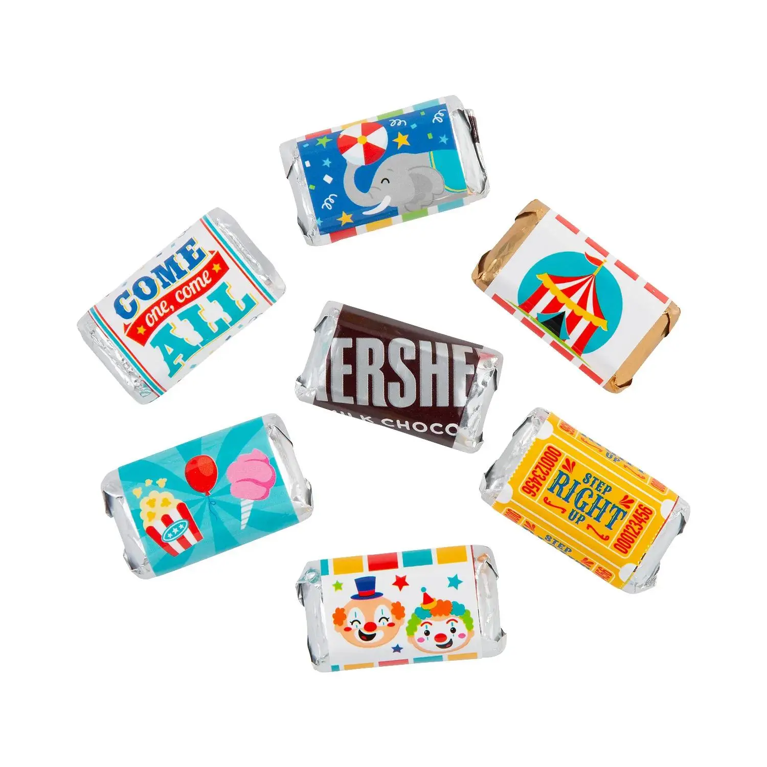 Carnival Mini Candy Bar Sticker Labels - 30 Pcs