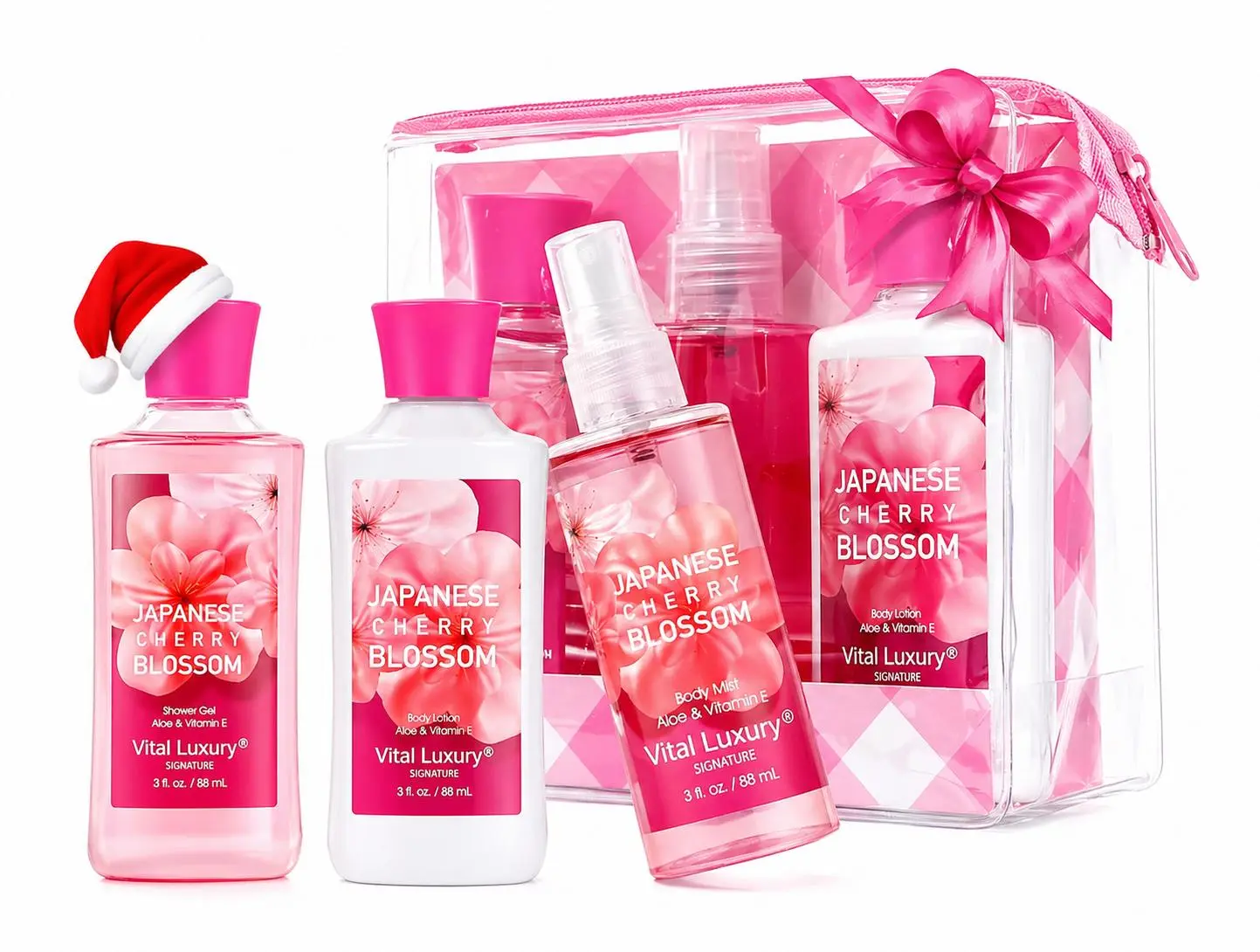 Bath and Body Gift Set for Women and Girls, Japanese Cherry Blossom Spa Set With Natural Extracts-Shower Gel, Body Lotion, Body Mist, Body Care Travel Set for Birthday Mother's Day Gifts