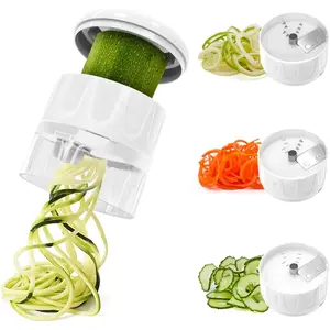 3 in 1 Vegetable Spiralizer Slicer, Adjustable Zucchini Carrot Noodle Maker, Cucumber Spiral Cutter, Easy to Use Kitchen Tool (White)
